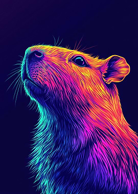Neon Capybara Portrait