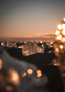 Ice Chunks at Sunset