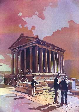 Garni Temple Armenia artwork Roman ruins