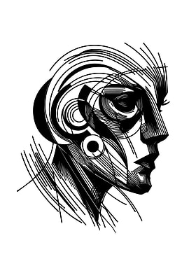 Abstract Line Art Portrait