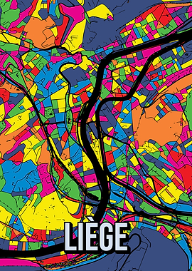 Liège Luik Belgium City Map Art