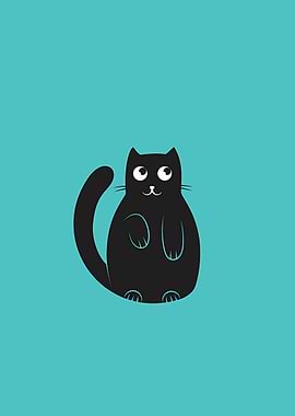 Cute Black Cat Illustration