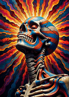Painted Skull with Sunburst
