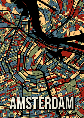 Amsterdam Earthtone City Map Art