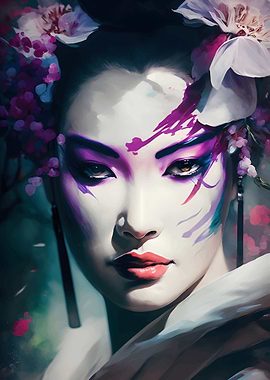 Geisha with Floral Adornments