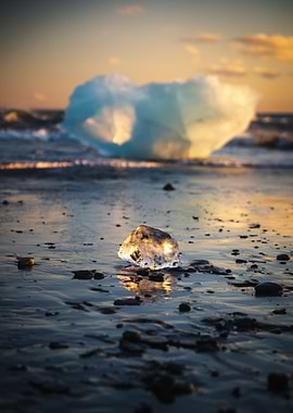 Iceberg on Black Sand Beach