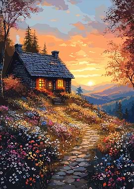 Stone Cottage Sunset