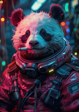 Cyberpunk Panda Astronaut