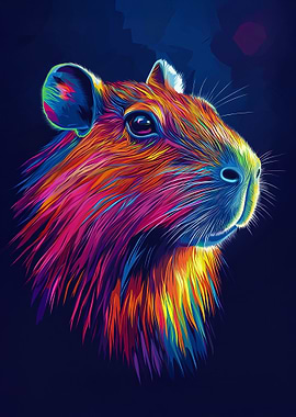 Capybara Rainbow Portrait