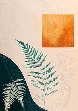 Fern & Abstract Art Print
