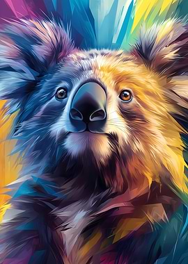 Koala Portrait in Vivid Colors