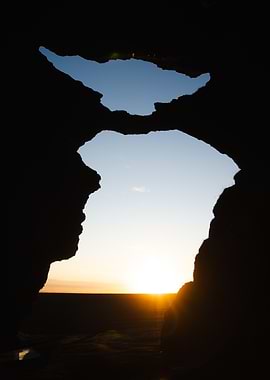 Sunset Through yoda Rock Formation