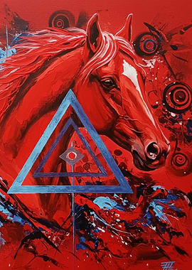 Red Horse Abstract Art