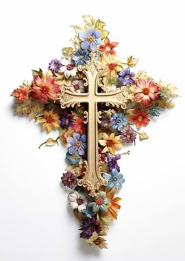 Floral Cross Decor