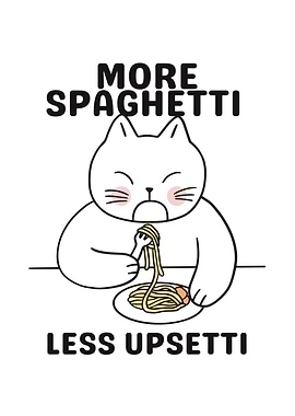 Cat Eating Spaghetti