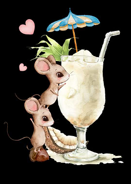 Cute Mice & Thai Coco Cocktail