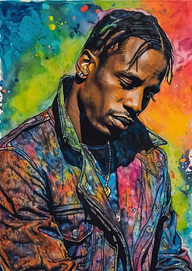 Travis Scott Watercolor Portrait