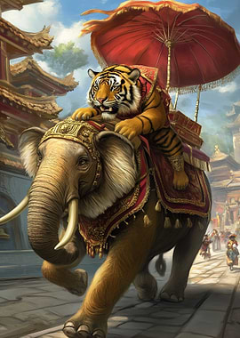 Majestic Tiger atop Royal Elephant
