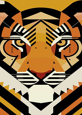 Geometric Tiger Portrait