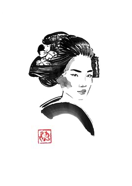 Geisha Ink Painting