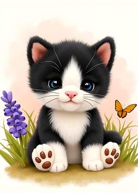 Cute Black and White Kitten