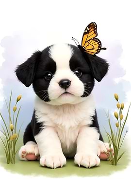 Puppy with Butterfly