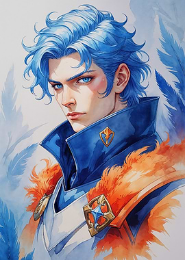 Blue-Haired Anime Knight