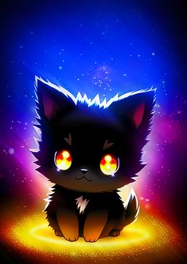 Fantasy Cute Black Cat in Space
