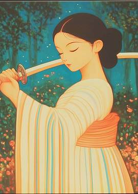 Samurai Woman Painting