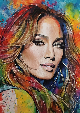 Jennifer Lopez Watercolor Portrait