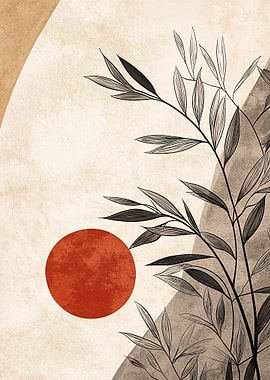 Minimalist Sun & Leaves