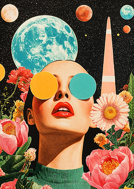 Woman with Flowers and Planets