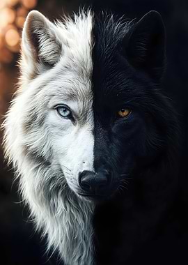 Yin Yang Wolf Art