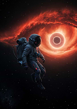 Astronaut Facing Black Hole