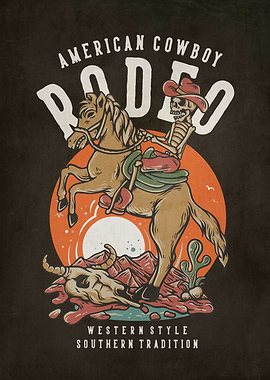 Skeleton Cowboy Rodeo