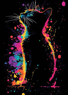 Neon Cat Splash Art