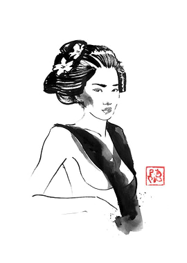 Geisha Ink Painting