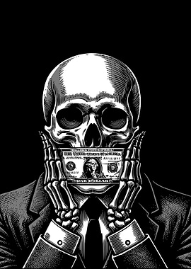 Skeleton Holding Dollar