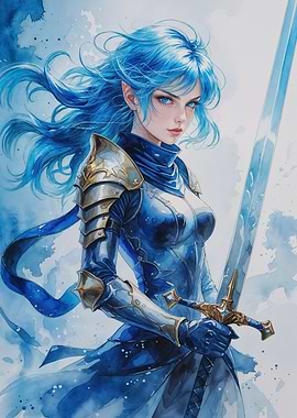 Blue-Haired Warrior Woman
