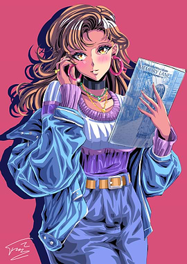 Anime Girl in Denim Jacket
