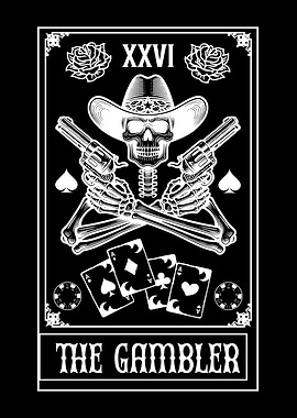 The Gambler Skull Card