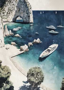 Luxury Yacht in Coastal Cove