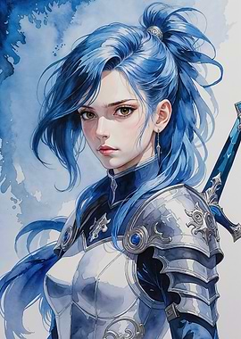 Blue-Haired Warrior Woman