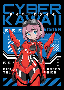 Cyberpunk Anime Girl Manga Kawaii Style