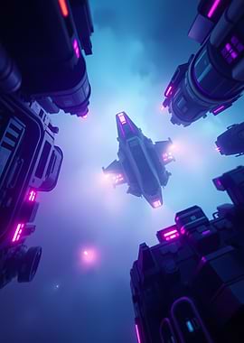 Spaceship Fleet In Nebula