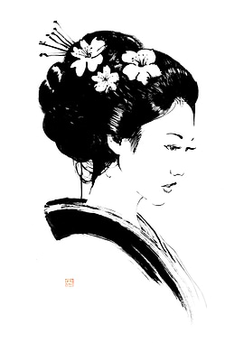 Geisha Ink Painting