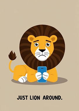Lion with Phone