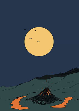 Campfire Under the Moon