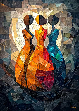 The Three Graces Stained Glass Mosaic Artwork