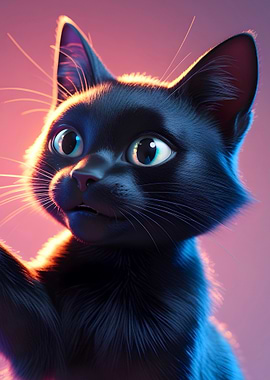 Cute Black Cat Portrait